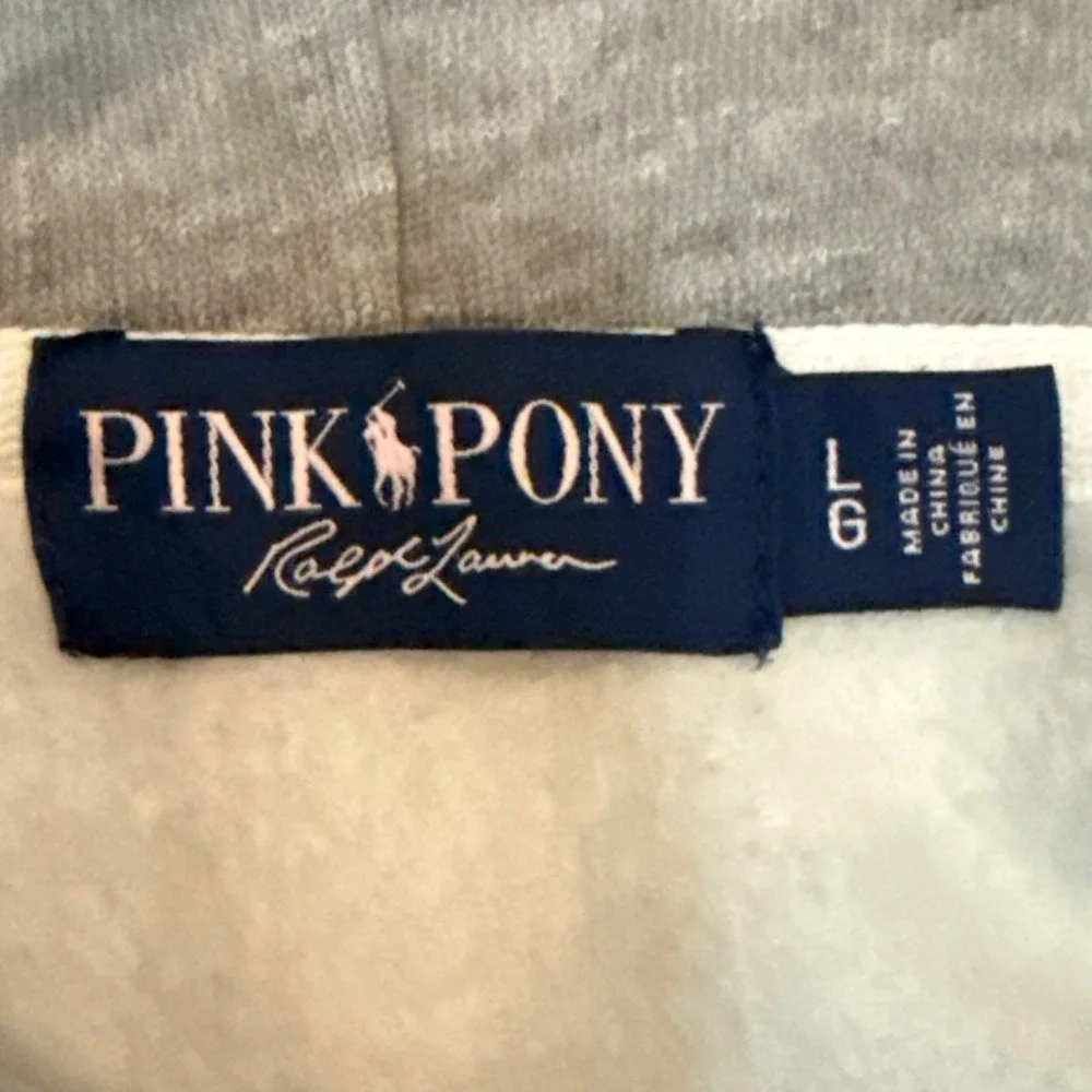 Pink Pony by Ralph‎ Lauren All Over Logo Hoodie Sweatshirt Gray Girls Size Large